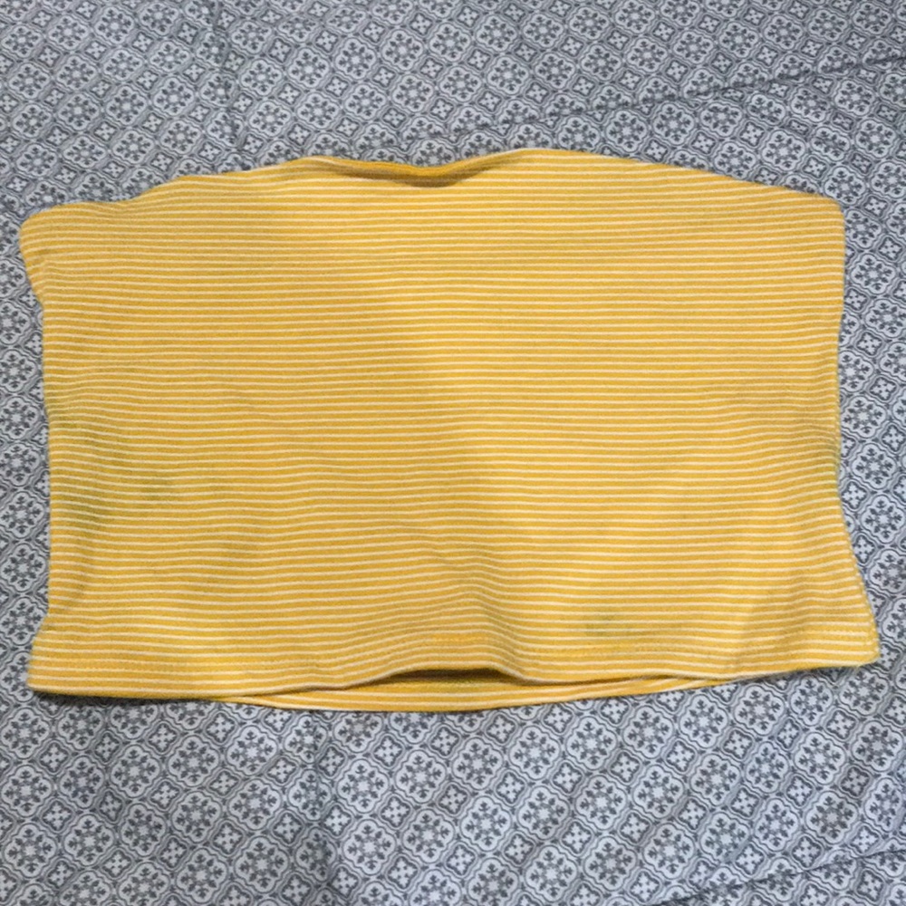 Strapless tripped crop top, size Medium